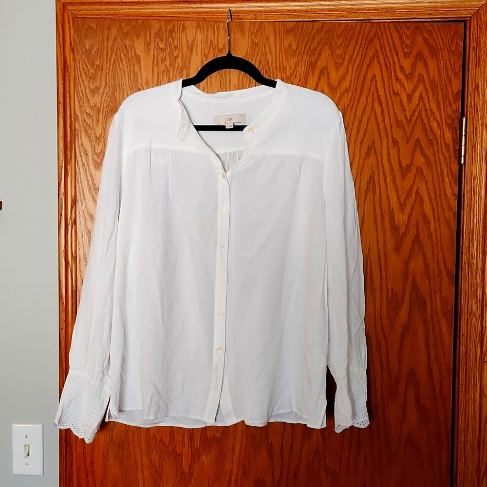 Loft white button down top,  size xl